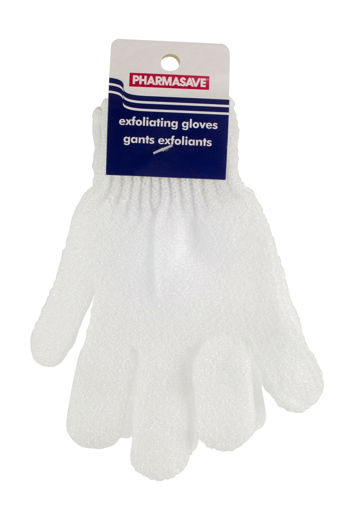 Picture of PHARMASAVE EXFOLIATING GLOVES - WHITE 1PR                                  