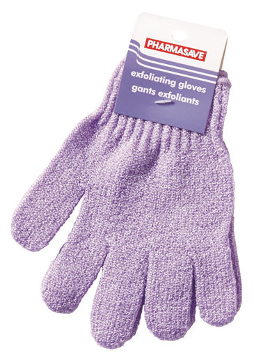 Picture of PHARMASAVE EXFOLIATING GLOVES - MAUVE 1PR                                  