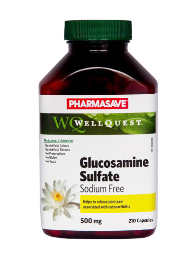 Picture of PHARMASAVE WELLQUEST GLUCOSAMINE SULFATE SODIUM FREE CAPSULE 500MG 210S    