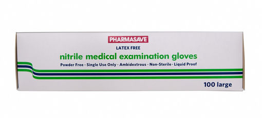 Picture of PHARMASAVE NITRILE GLOVES POWDER FREE - LARGE 100S                         