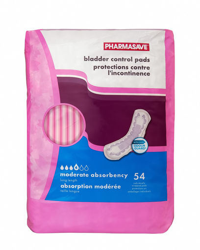 Picture of PHARMASAVE BLADDER CONTROL PADS – MODERATE LONG 54S                        