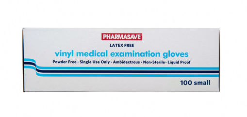 Picture of PHARMASAVE VINYL MEDICAL EXAM GLOVES - SMALL 100S                          