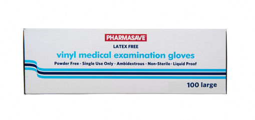 Picture of PHARMASAVE VINYL MEDICAL EXAM GLOVES - LARGE 100S                          