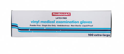Picture of PHARMASAVE VINYL MEDICAL EXAM GLOVES - XLARGE 100S                         