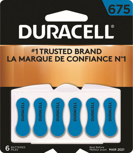 Picture of DURACELL HEARING AID BATTERIES - MERCURY FREE SIZE 675 6S                  