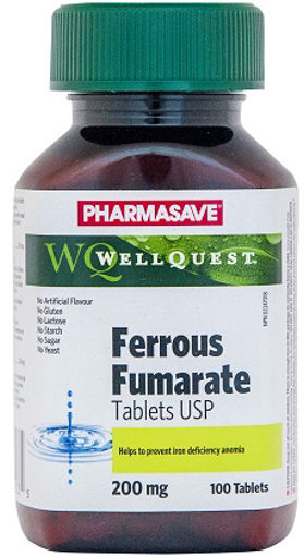 Picture of PHARMASAVE WELLQUEST FERROUS FUMARATE TABLET 200MG 100S                    