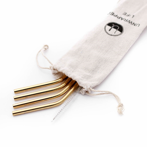 Picture of UNWRAPPED LIFE REUSABLE STRAWS - GOLD 4S
