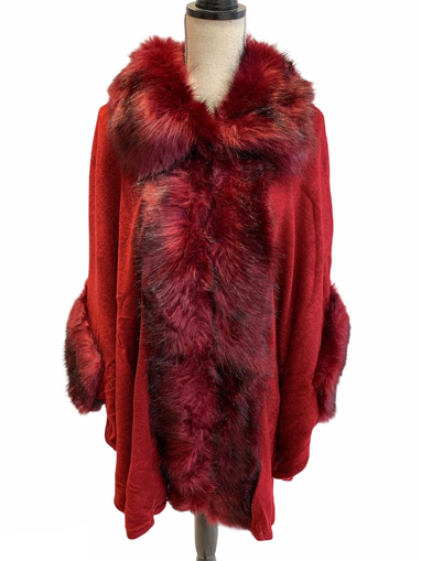 Picture of FASHION SWEATER CAPE - RED                    