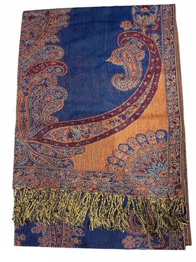 Picture of FASHION SCARF BLUE/RUST 1369-12            