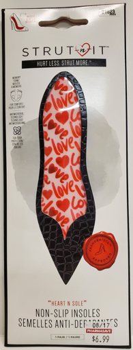 Picture of STRUT N IT HEART N SOLE NON SLIP INSOLE - RED SHE WROTE 1PR                