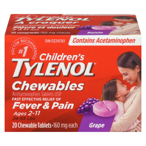 Picture of TYLENOL JUNIOR CHEWABLES - GRAPE 160MG 20S                                 