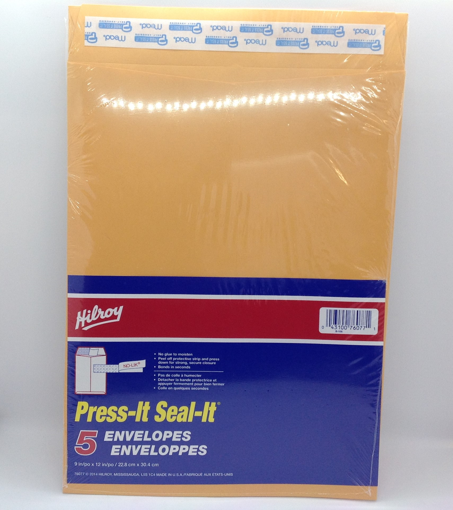 Picture of HILROY KRAFT ENVELOPES PRESS and SEAL 9X12 5PK