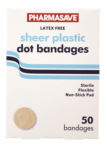 Picture of PHARMASAVE BANDAGE - SHEER PLASTIC DOTS 50S