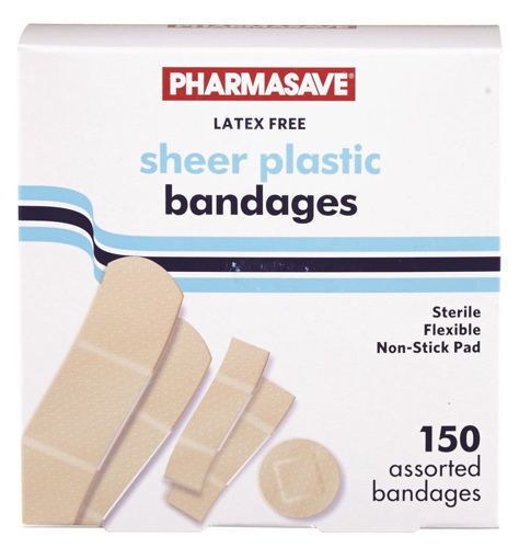 Picture of PHARMASAVE BANDAGE - SHEER - STRIPS 150S                                   