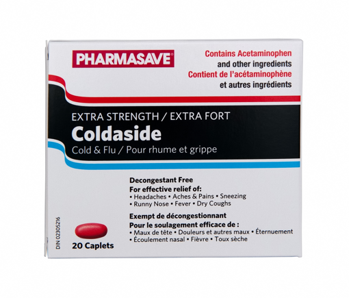 Picture of PHARMASAVE COLDASIDE COLD and FLU EXTRA STRENGTH CAPLETS 20S