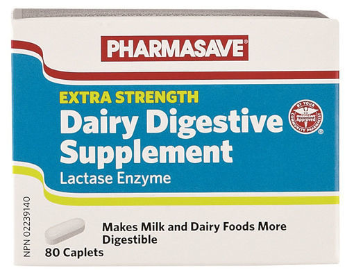 Picture of PHARMASAVE DAIRY DIGESTIVE - EXTRA STRENGTH CAPLET 80S                     