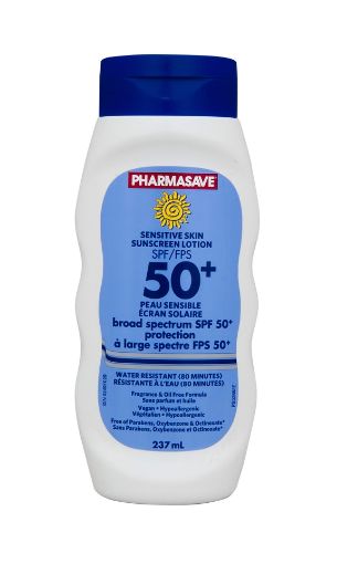 Picture of PHARMASAVE SUNSCREEN LOTION SENSITIVE SKIN SPF50+ 237ML                    