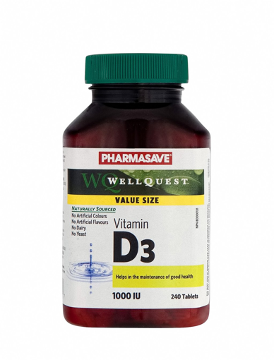 Picture of WELLQUEST VIT D3 TABLET 1000IU 240S                                        