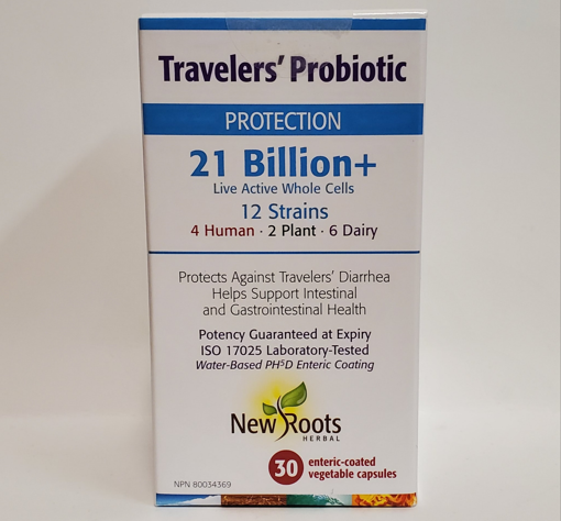 Picture of NEW ROOTS TRAVELERS' PROBIOTIC 21 BILLION+ - ENTERIC-COATED VEGETABLE CAPSULES 30S        