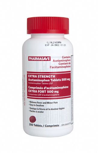 Picture of PHARMASAVE ACETAMINOPHEN - EXTRA STRENGTH TABLET 500MG 200S                