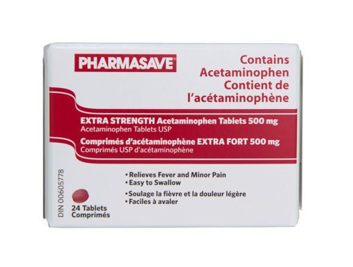 Picture of PHARMASAVE ACETAMINOPHEN - EXTRA STRENGTH - EZ SWALLOW TABLET 500MG 24S    