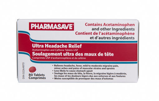 Picture of PHARMASAVE ACETAMINOPHEN ULTRA HEADACHE RELIEF - TABLET 500MG 80S          
