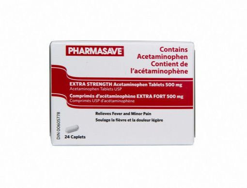Picture of PHARMASAVE ACETAMINOPHEN - EXTRA STRENGTH CAPLET 500MG 24S                 