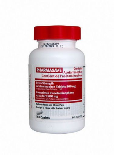 Picture of PHARMASAVE ACETAMINOPHEN - EXTRA STRENGTH - EZ OPEN CAPLET 500MG 150S      