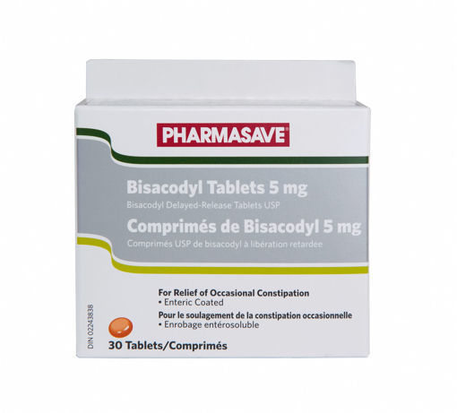 Picture of PHARMASAVE BISACODYL LAXATIVE TABLET 5MG 30S                               