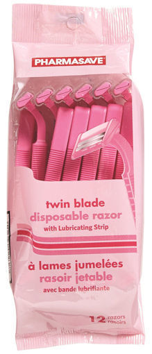 Picture of PHARMASAVE TWIN BLADE DISPOSABLE RAZOR - LONG HANDLE - WOMENS 12S          