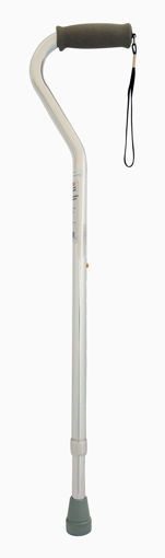 Picture of PHARMASAVE ALUMINUM CANE - ADJUSTABLE SILVER - OFFSET                      