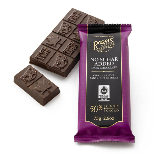 Picture of ROGERS DARK CHOCOLATE BAR - NO SUGAR ADDED 75GR
