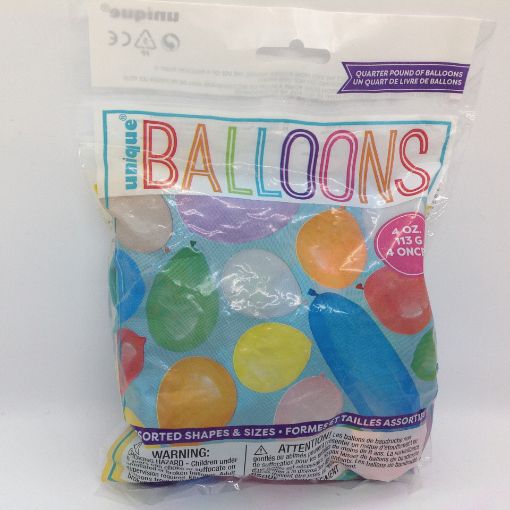 Picture of UNIQUE LATEX BALLOONS - ASSORTED SIZE - CLEAR - QUARTER POUND BAG
