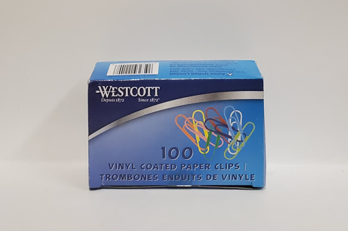Picture of WESTCOTT VINYL COATED PAPER CLIPS - ASSORTED COLORS 100S