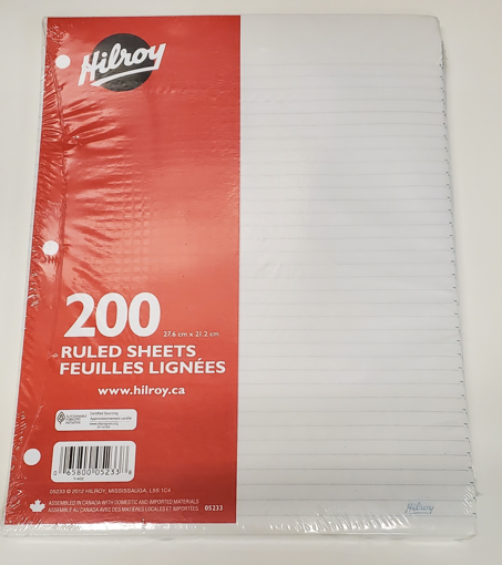 Picture of HILROY RULED LOOSE LEAF 200S