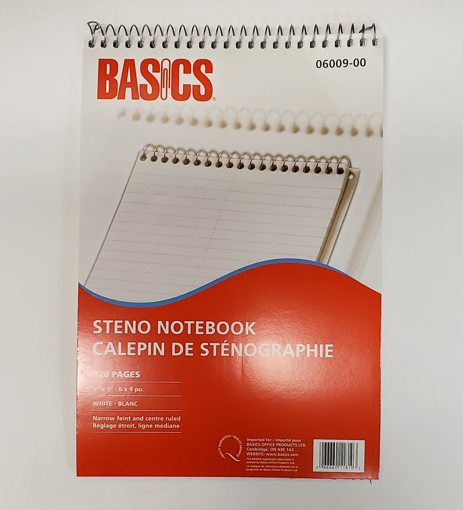 Picture of BASICS STENO NOTEBOOK - WHITE 6INX9IN 120S