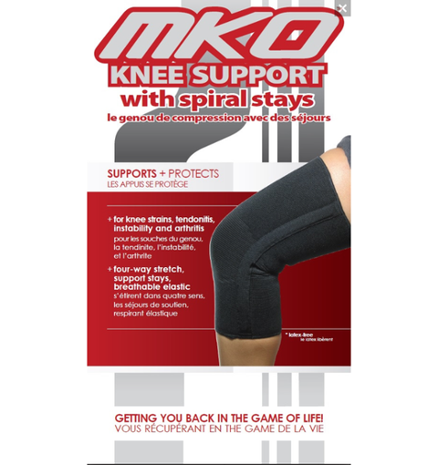 Picture of MKO KNEE SUPPORT WITH SPIRAL STAYS-  BLACK - EXTRA SMALL