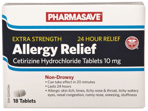 Picture of PHARMASAVE ALLERGY RELIEF - EXTRA STRENGTH - 24 HOURS TABLETS 10MG 18S     
