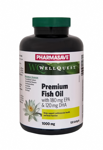 Picture of PHARMASAVE WELLQUEST PREMIUM FISH OIL W/EPAandDHA SOFTGEL CPSL 1000MG 120S