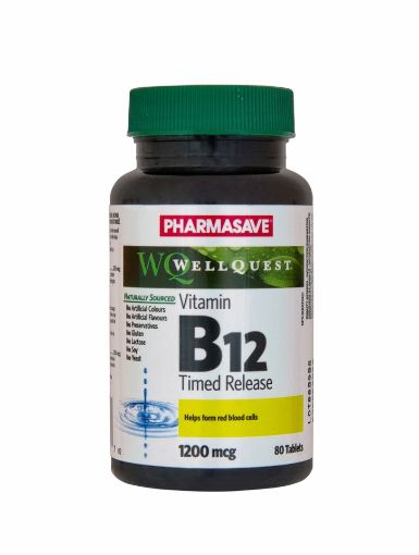 Picture of PHARMASAVE WELLQUEST VITAMIN B12 TIME RELEASE 1200MCG 80S                  
