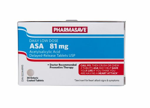 Picture of PHARMASAVE ASA LOW DOSE 81MG 30S                                           