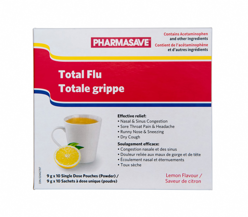 Picture of PHARMASAVE HOT LEMON RELIEF - TOTAL FLU POWDER 10S                         