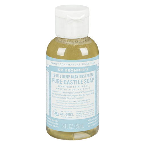 Picture of DR BRONNER'S PURE-CASTILE SOAP 18-1 HEMP BABY - UNSCENTED 50ML 