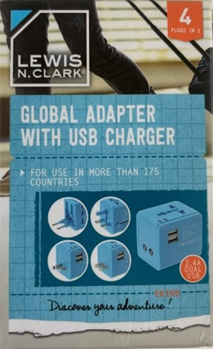 Picture of LEWIS N. CLARK GLOBAL ADAPTER WITH USB CHARGER - BLUE 4S