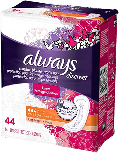 Picture of ALWAYS DISCREET PANTYLINER - VERY LIGHT ABSORBANCY - LONG 44S                       