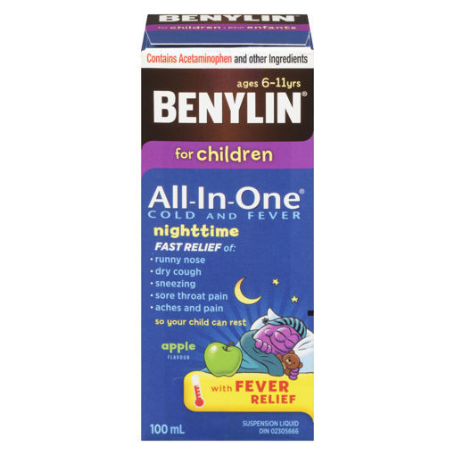Picture of BENYLIN CHILDRENS ALL IN ONE COLD and FEVER SYRUP - NIGHT 100ML