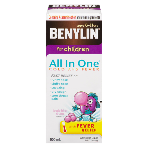 Picture of BENYLIN CHILDRENS ALL IN ONE COLD and FEVER SYRUP 100ML