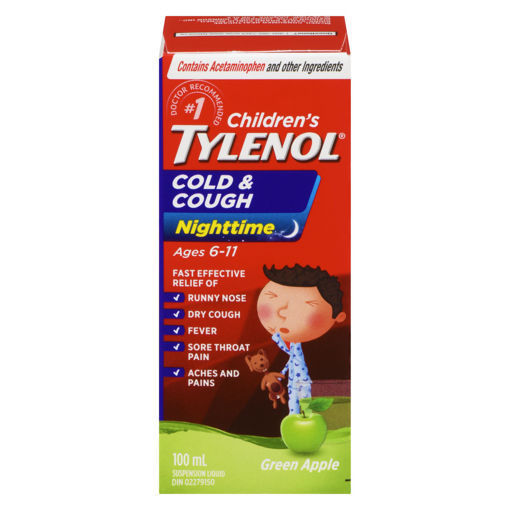Picture of TYLENOL CHILDRENS COUGH/COLD SYRUP - APPLE - NIGHT 100ML                   