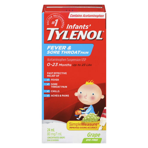 Picture of TYLENOL INFANT COLD/FLU SYRUP - GRAPE DYE-FREE 24ML                        