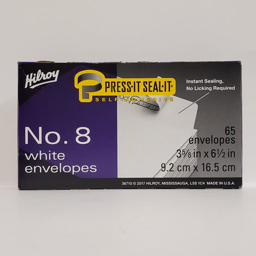 Picture of HILROY PRESS-IT SEAL-IT NO 8 ENVELOPES - WHITE 65S 